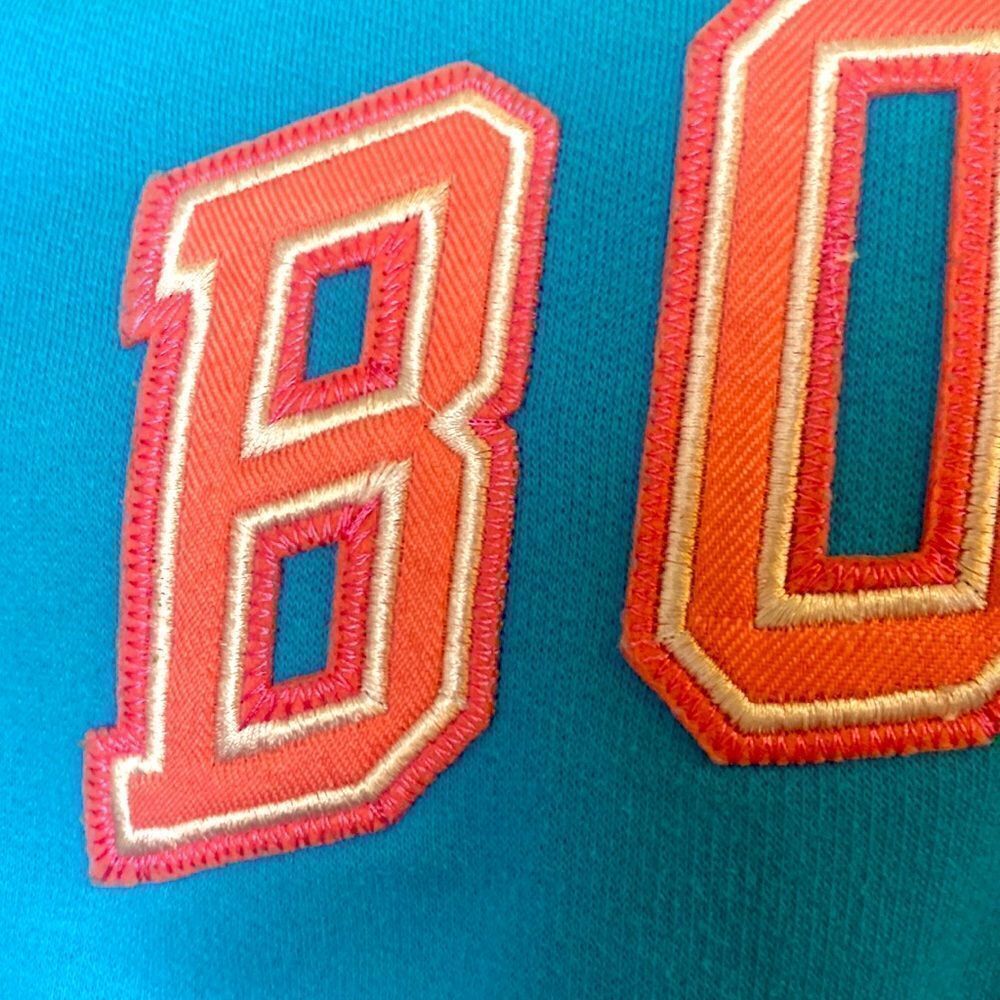 Boston Sweatshirt Full Zip Closure Pink Appliquéd Letters Bay State Apparel Sz M - Picture 2 of 7